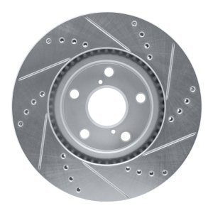 Lexus IS300 Brake Rotor (1) - Front Left - R1 Concepts - Drilled & Slotted - Silver - `92-`10